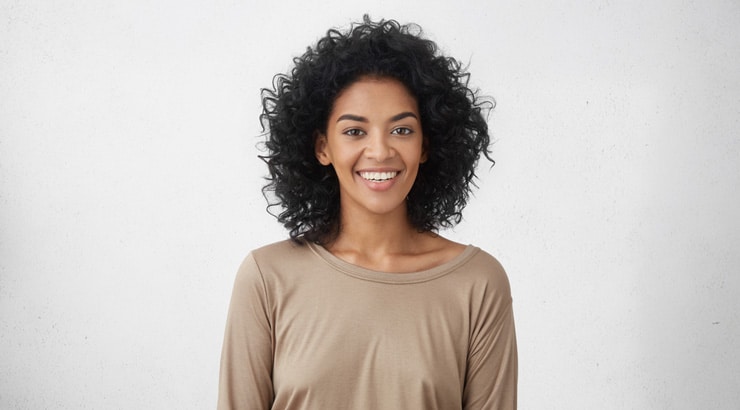 Curly Haired Black Woman Smiling