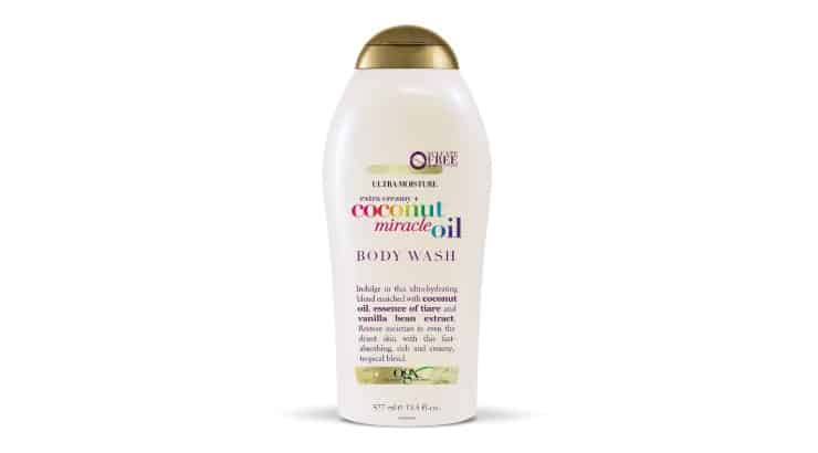 OGX Extra Creamy Body Wash contains coconut oil, a great ingredient for moisturizing the skin.